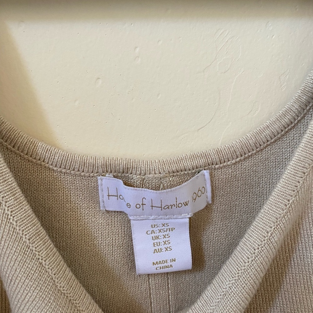 HOUSE OF HARLOW 1960 TAN CREAM CORSET KNIT CROP TOP SQUARE SCOOP NECK SIZE XS - Picture 5 of 6